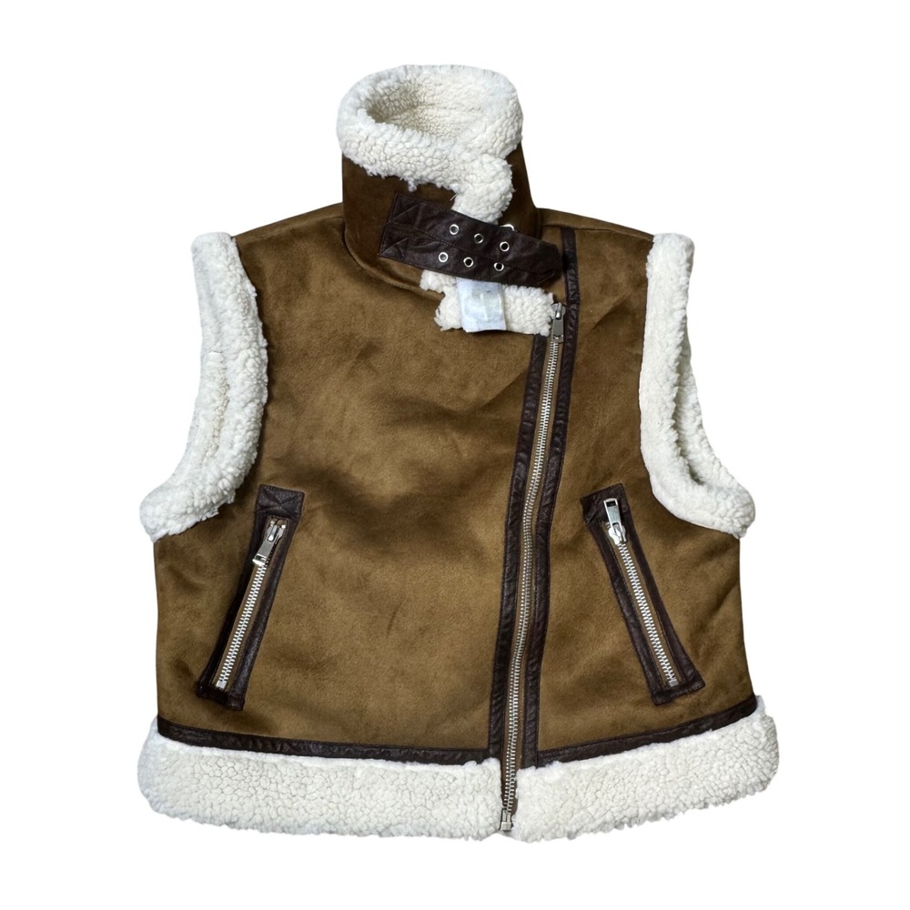 Jason Wu Faux Fur Shearling Vest Size M NWT Faux Suede Winter Cozy